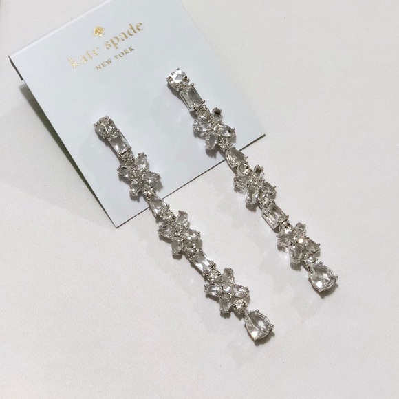 kate spade Jewelry - Kate Spade Wedding Crystal Cluster Drop Earrings